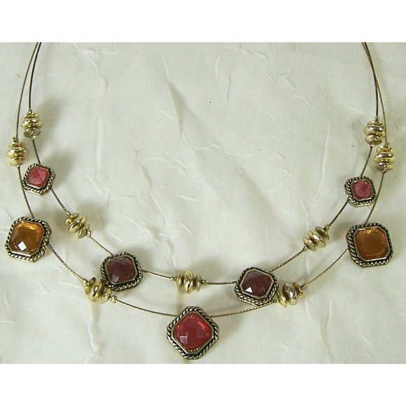 Napier Layered Tiered Beaded Choker Necklace Gold Tone Accents - Picture 2 of 4